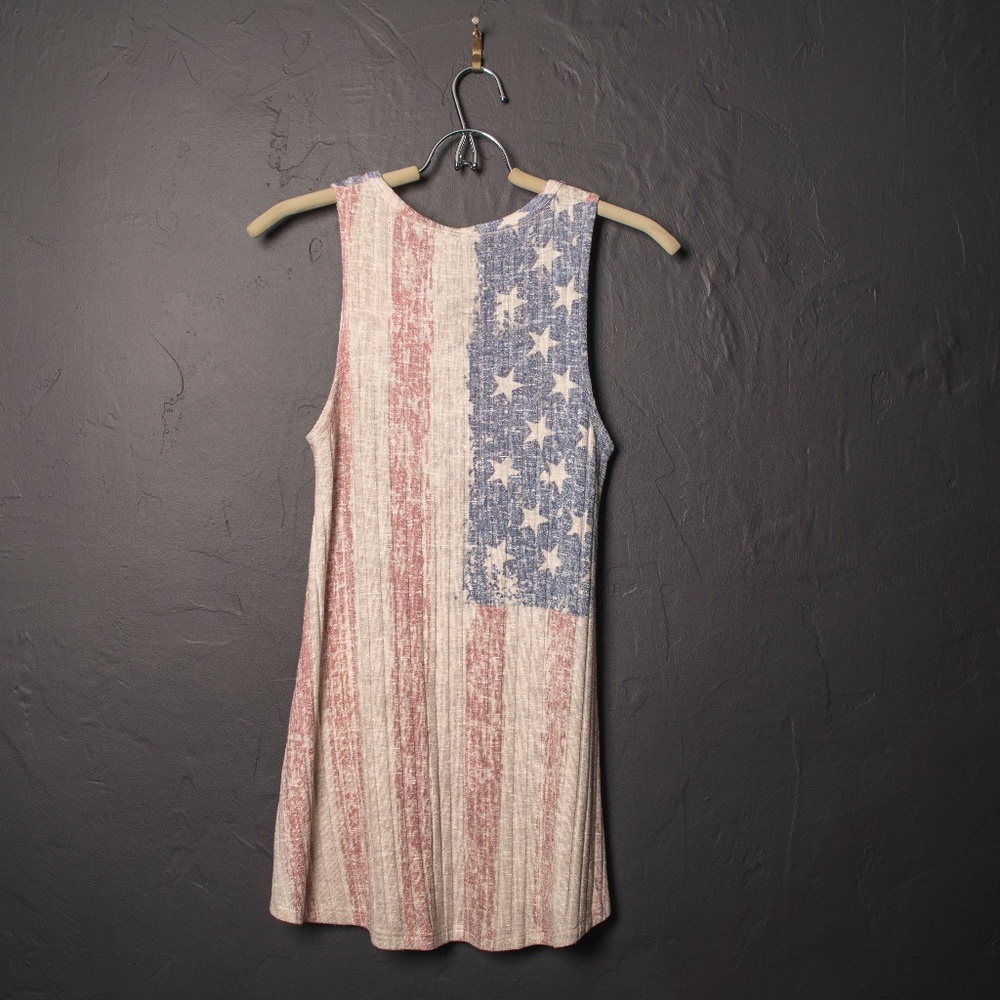 Vocal American Flag Tank Top with Sparkling Stones